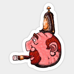 Helmet Wearing Cigar Smoker Sticker